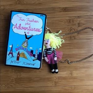 Betsey Johnson book style purse with mini Betsey